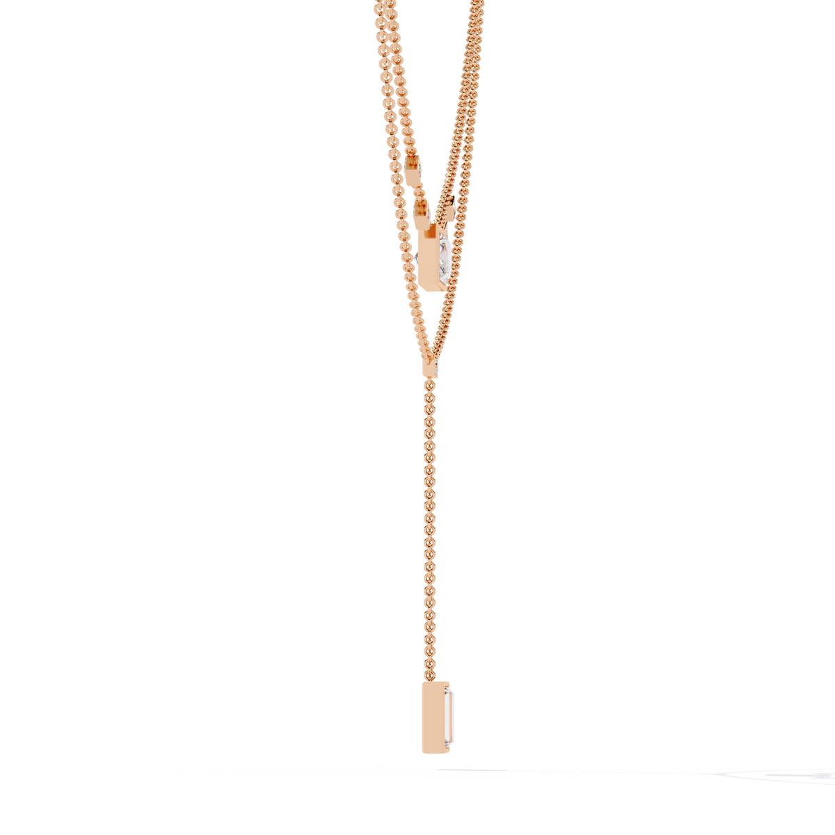 Reverra 14K Princess Diamond Layered Necklace, CTTW-3.44