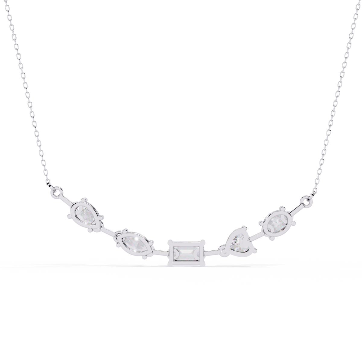 Reverra 14K Mixed Diamond Shapes Graduating Necklace, CTTW-2.81