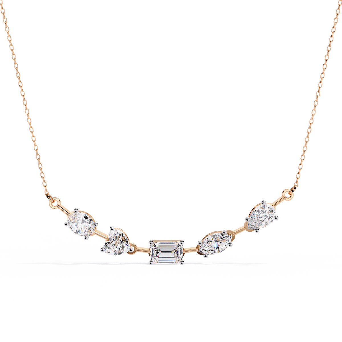 Reverra 14K Mixed Diamond Shapes Graduating Necklace, CTTW-2.81