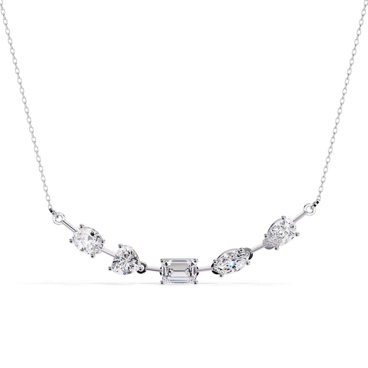 Reverra 14K Mixed Diamond Shapes Graduating Necklace, CTTW-2.81