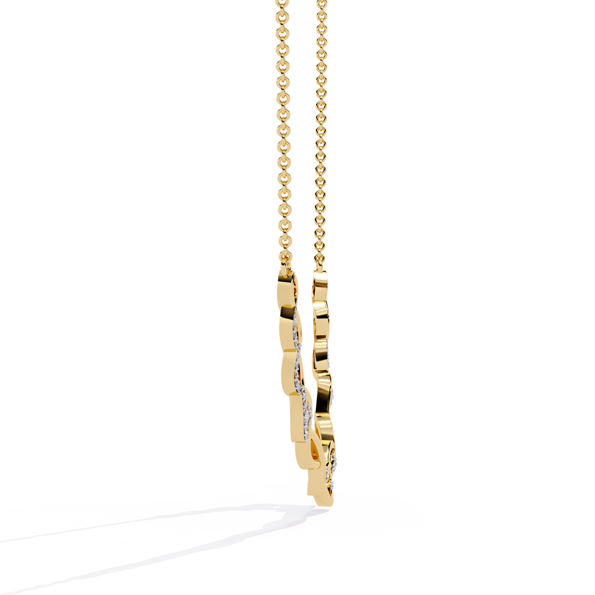 Reverra 14K Twisted Diamond Design Fashion Necklace, CTTW-0.18