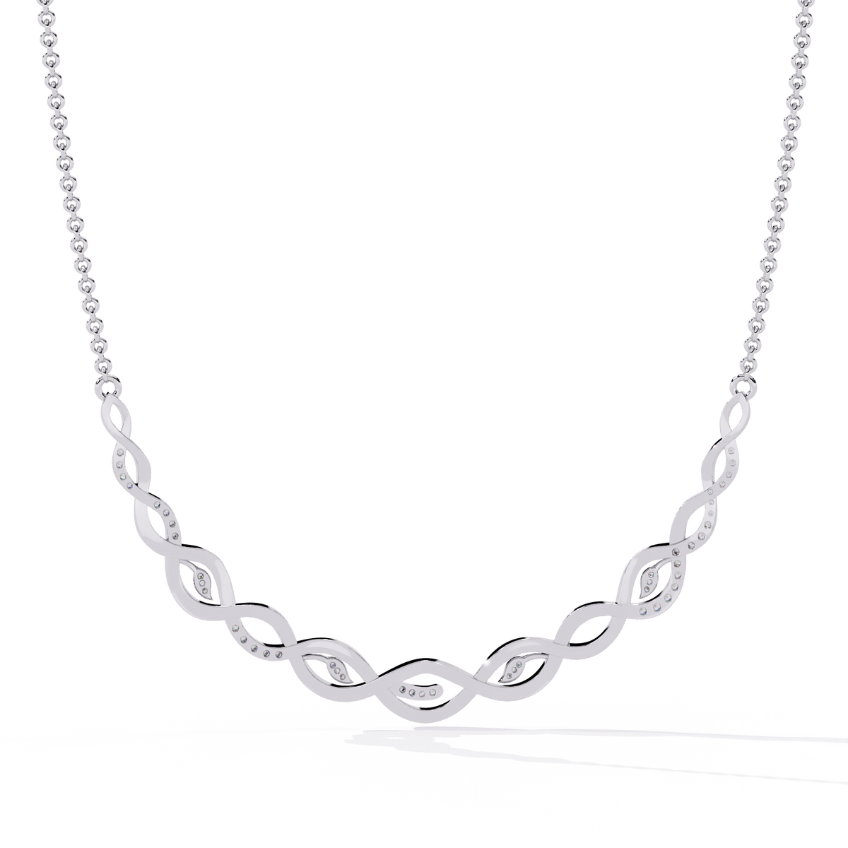 Reverra 14K Twisted Diamond Design Fashion Necklace, CTTW-0.18