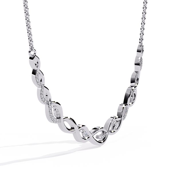 Reverra 14K Gold Round Lab Grown Diamond Twisted Design Fashion Necklace for Women, CTTW-0.18