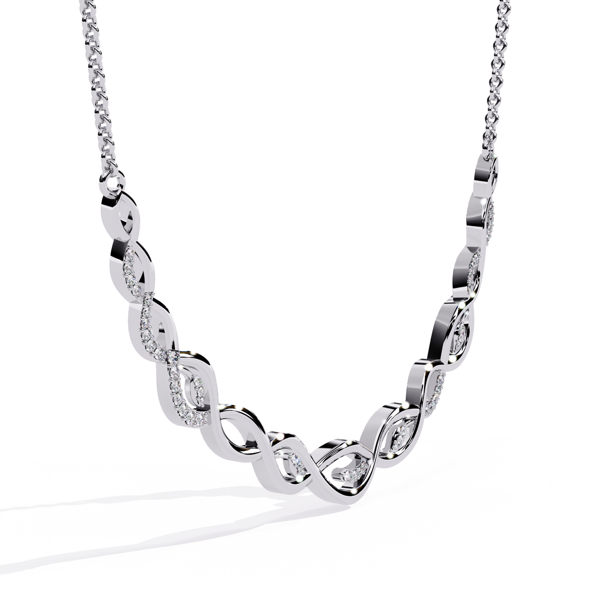 Reverra 14K Twisted Diamond Design Fashion Necklace, CTTW-0.18
