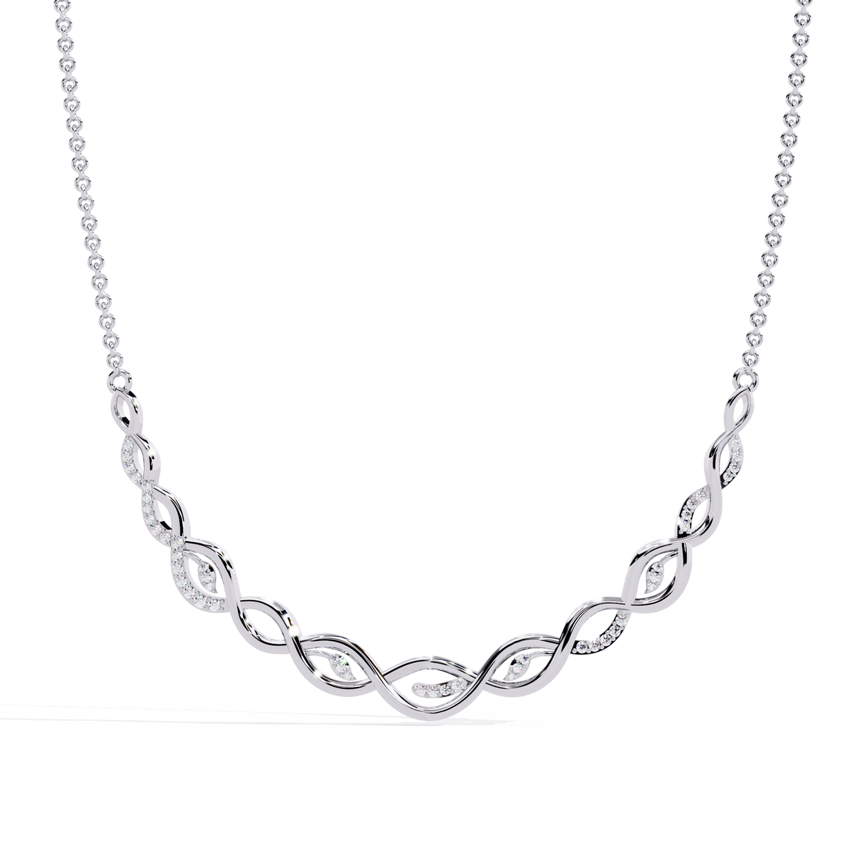 Reverra 14K Twisted Diamond Design Fashion Necklace, CTTW-0.18