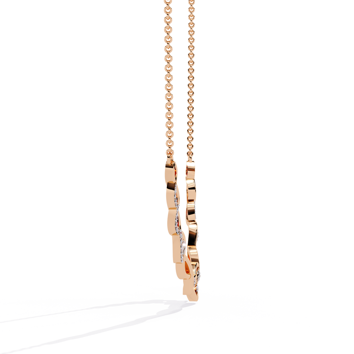 Reverra 14K Twisted Diamond Design Fashion Necklace, CTTW-0.18