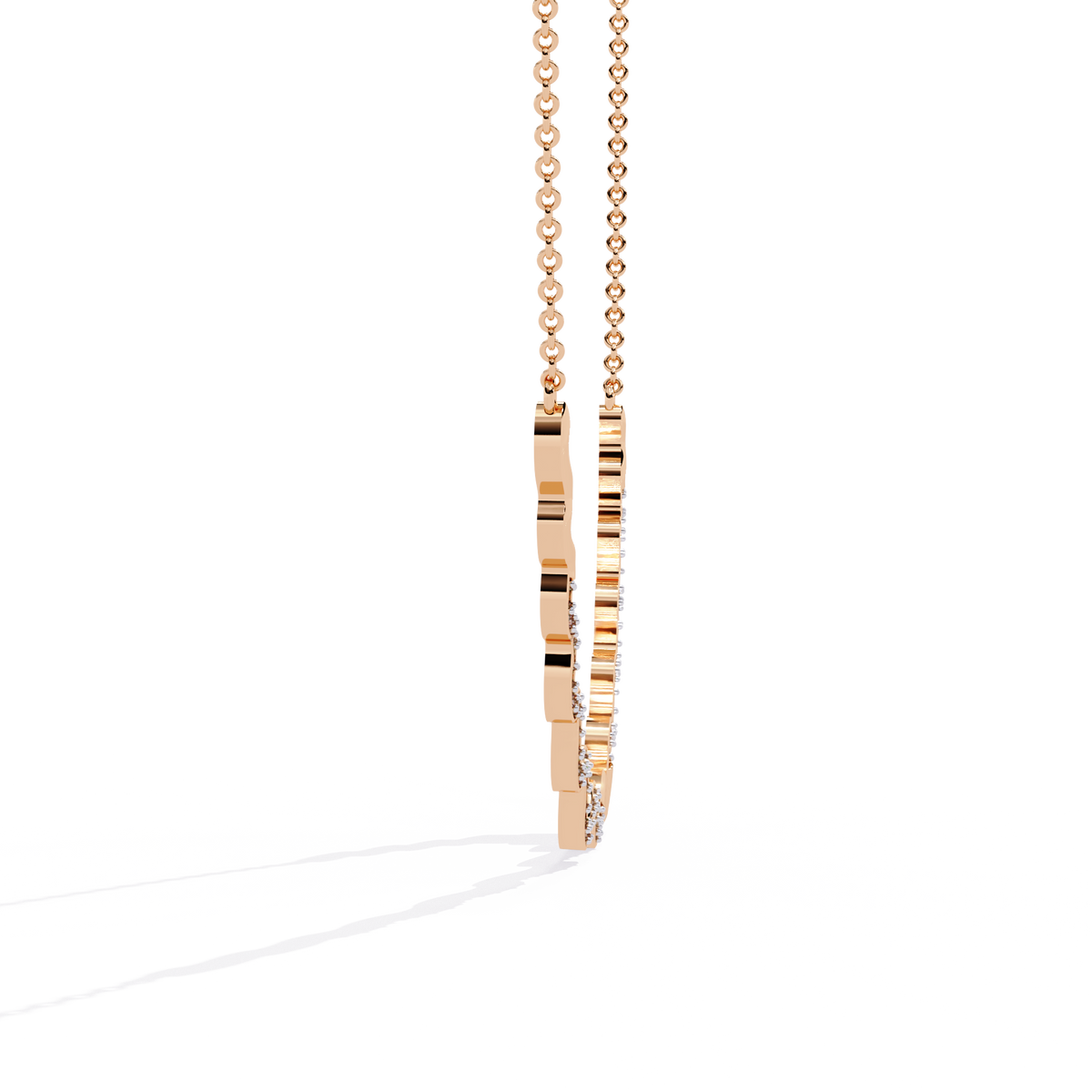 Reverra 14K Round Diamond Wave Fashion Necklace, CTTW-0.45