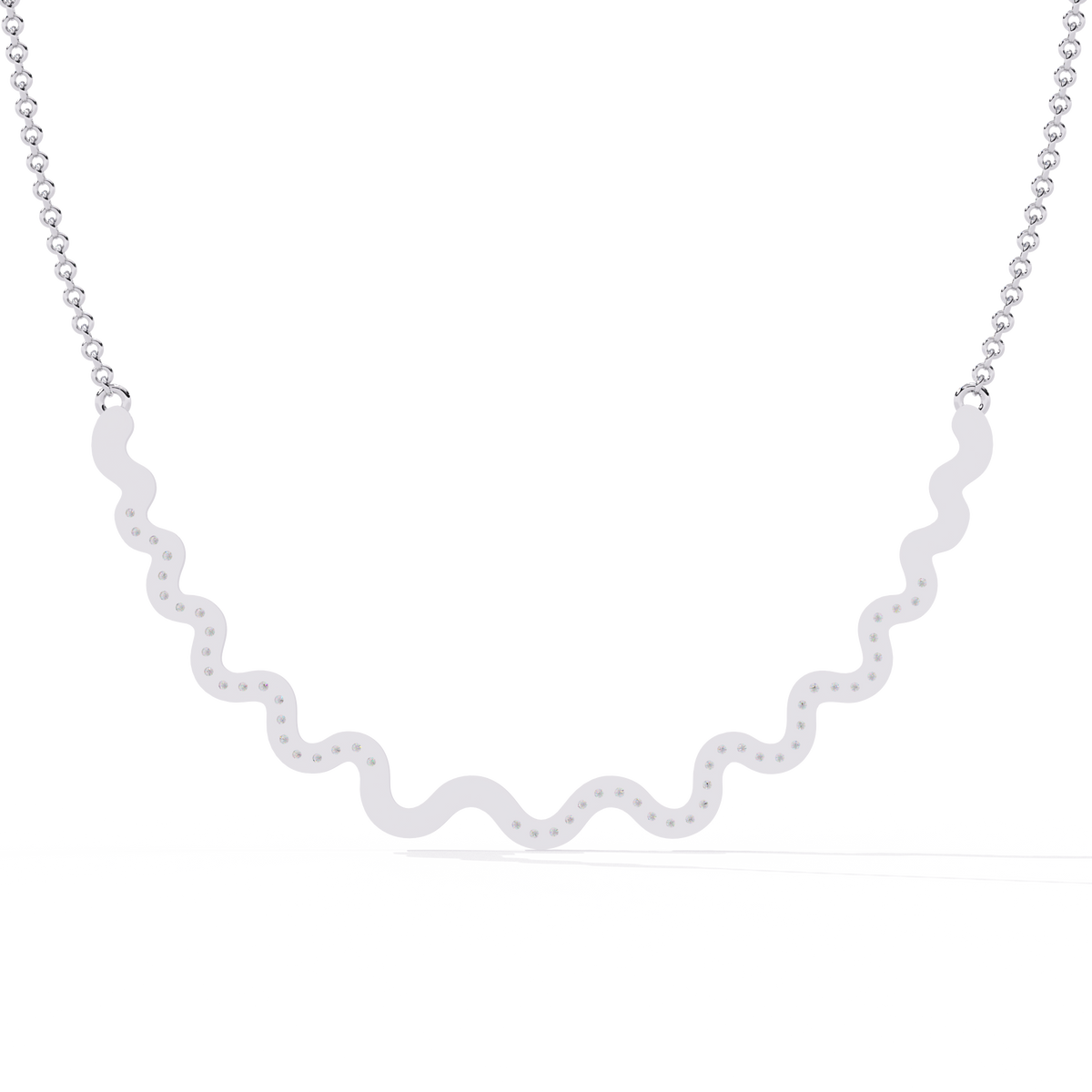 Reverra 14K Round Diamond Wave Fashion Necklace, CTTW-0.45