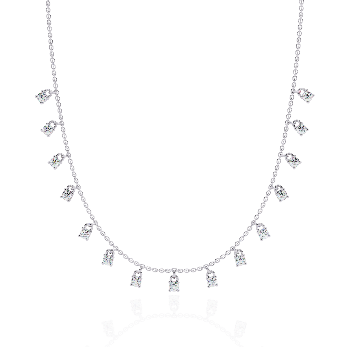 Reverra 14K Round Diamond Drop Fashion Necklace, CTTW-0.88