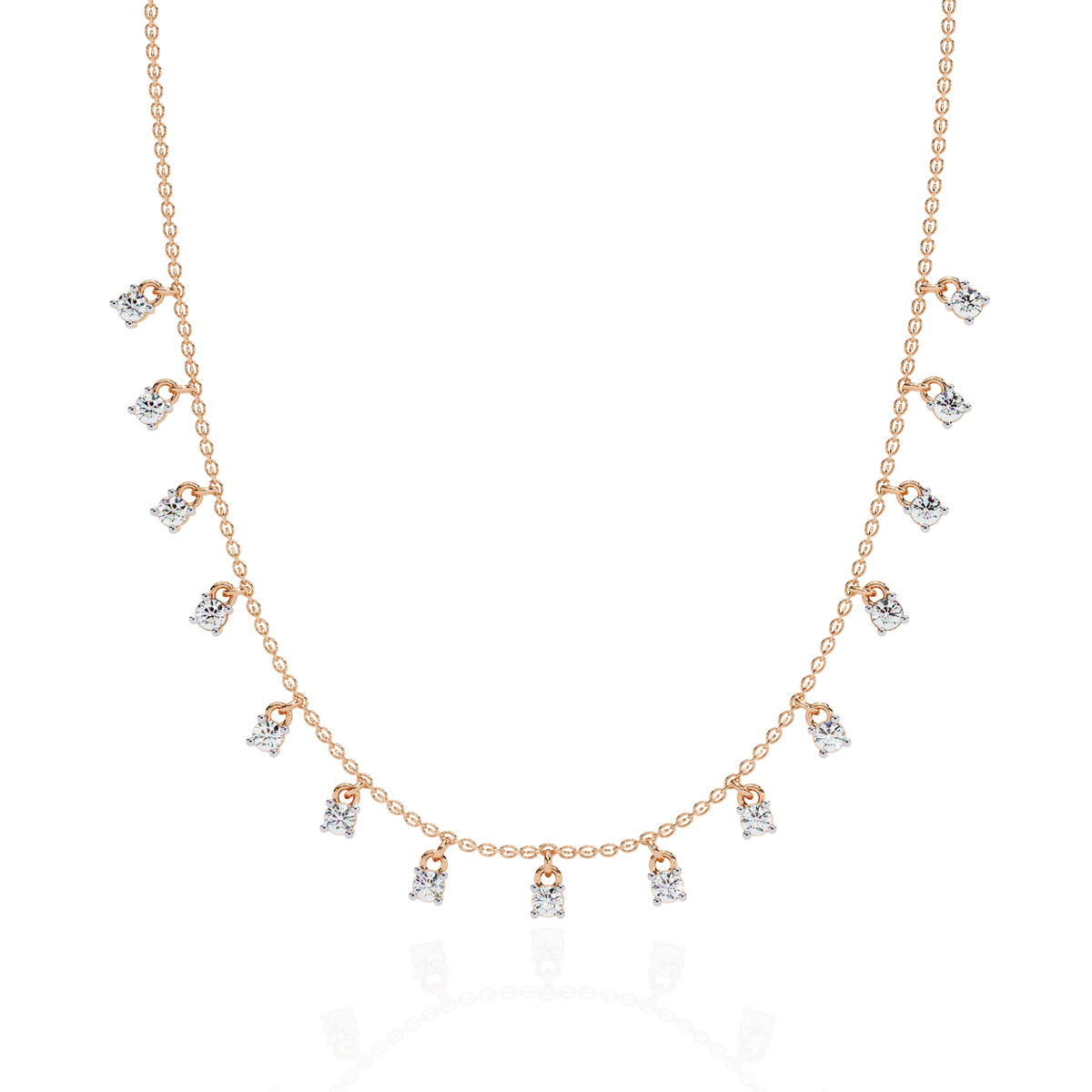 Reverra 14K Round Diamond Drop Fashion Necklace, CTTW-0.88