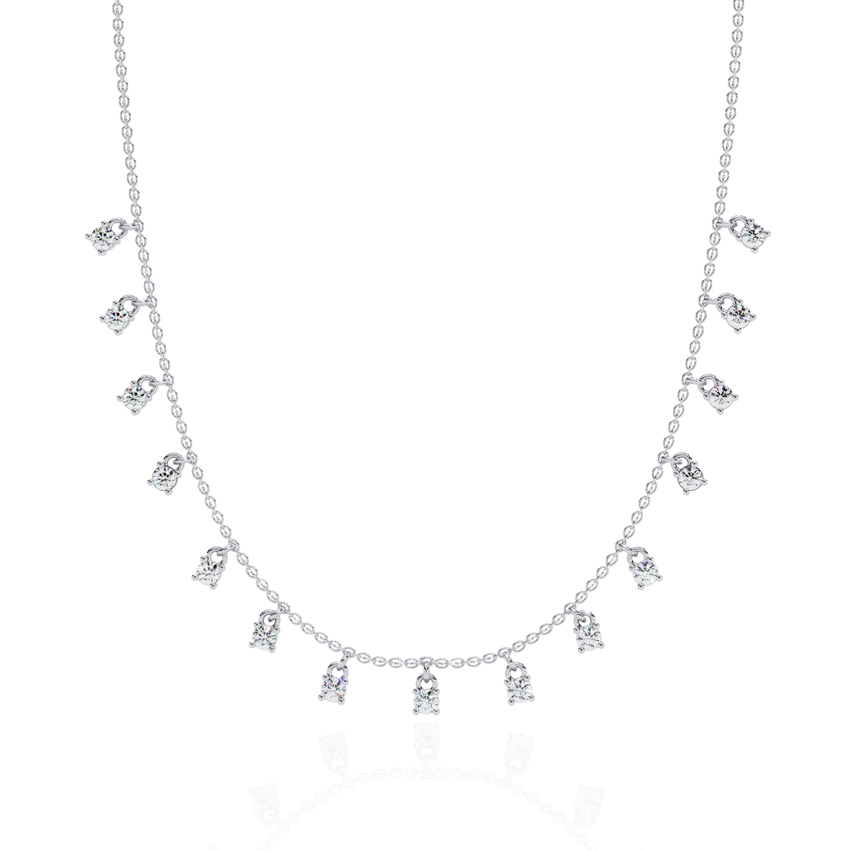Reverra 14K Round Diamond Drop Fashion Necklace, CTTW-0.88