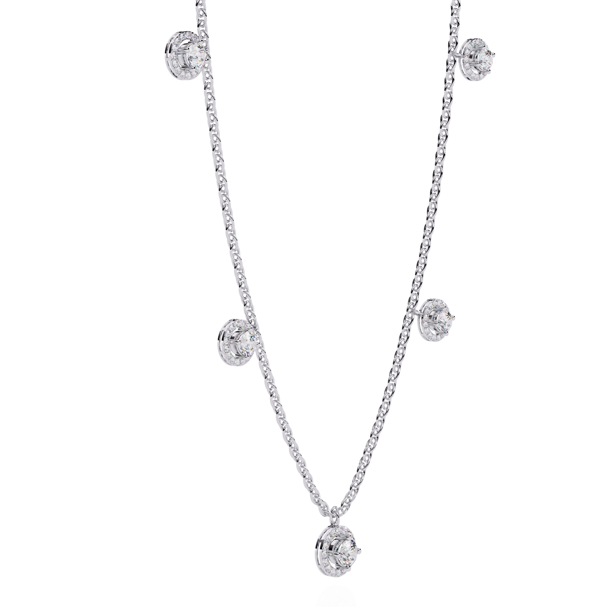 Reverra 14K Round Diamond Bezel Fashion Necklace, CTTW-4.72