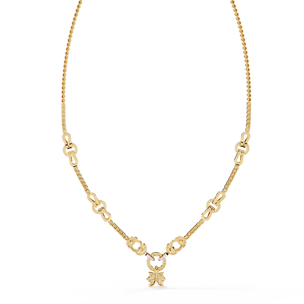 Reverra 14K Round Diamond Riviera Necklace, CTTW-5.74