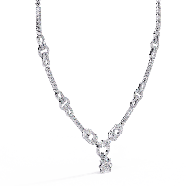 Reverra 14K Gold Round Lab Grown Diamond Riviera Necklace for Women, CTTW-5.74