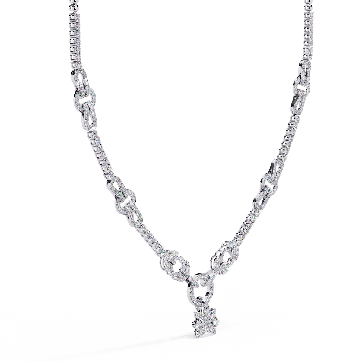 Reverra 14K Round Diamond Riviera Necklace, CTTW-5.74