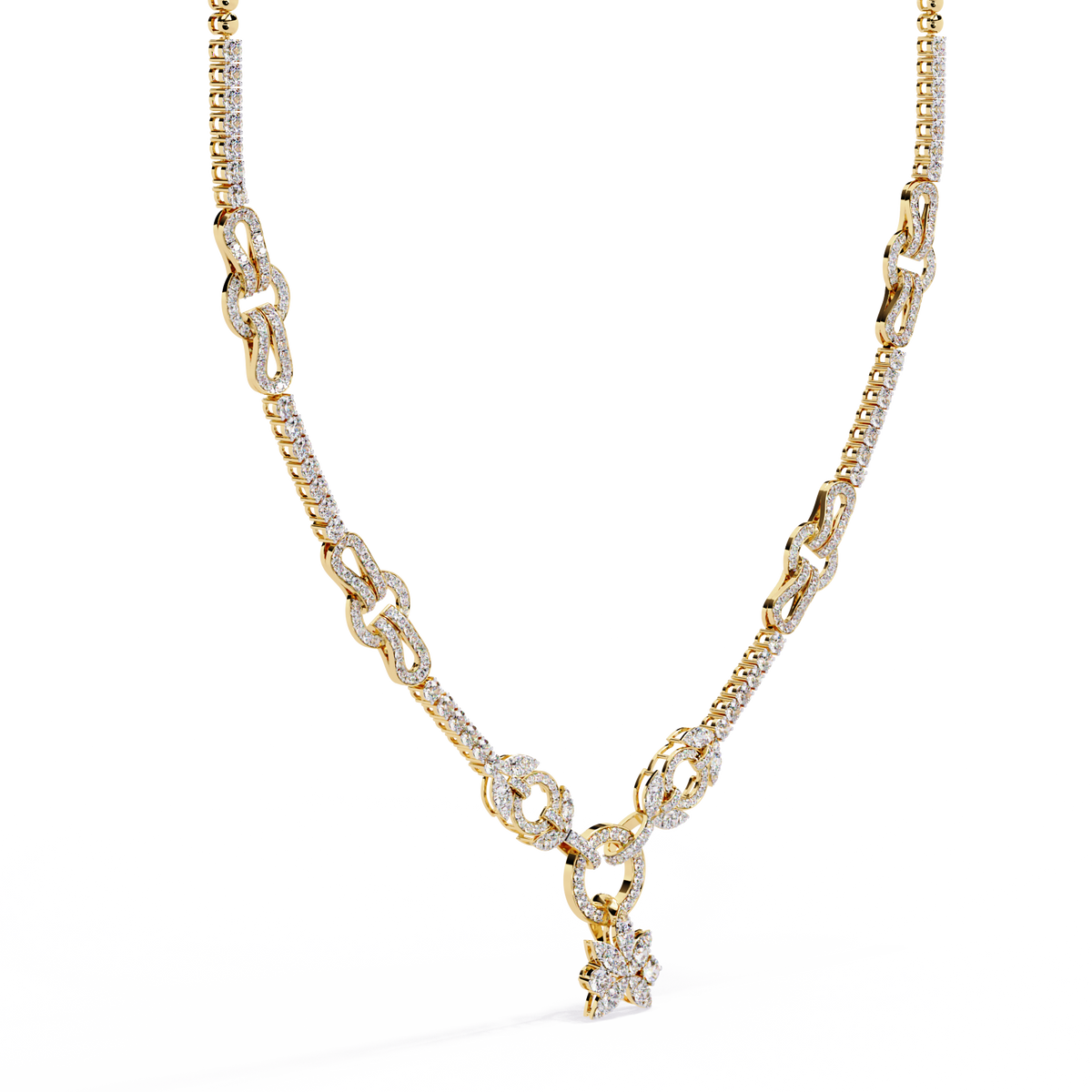 Reverra 14K Gold Round Lab Grown Diamond Riviera Necklace for Women, CTTW-5.74