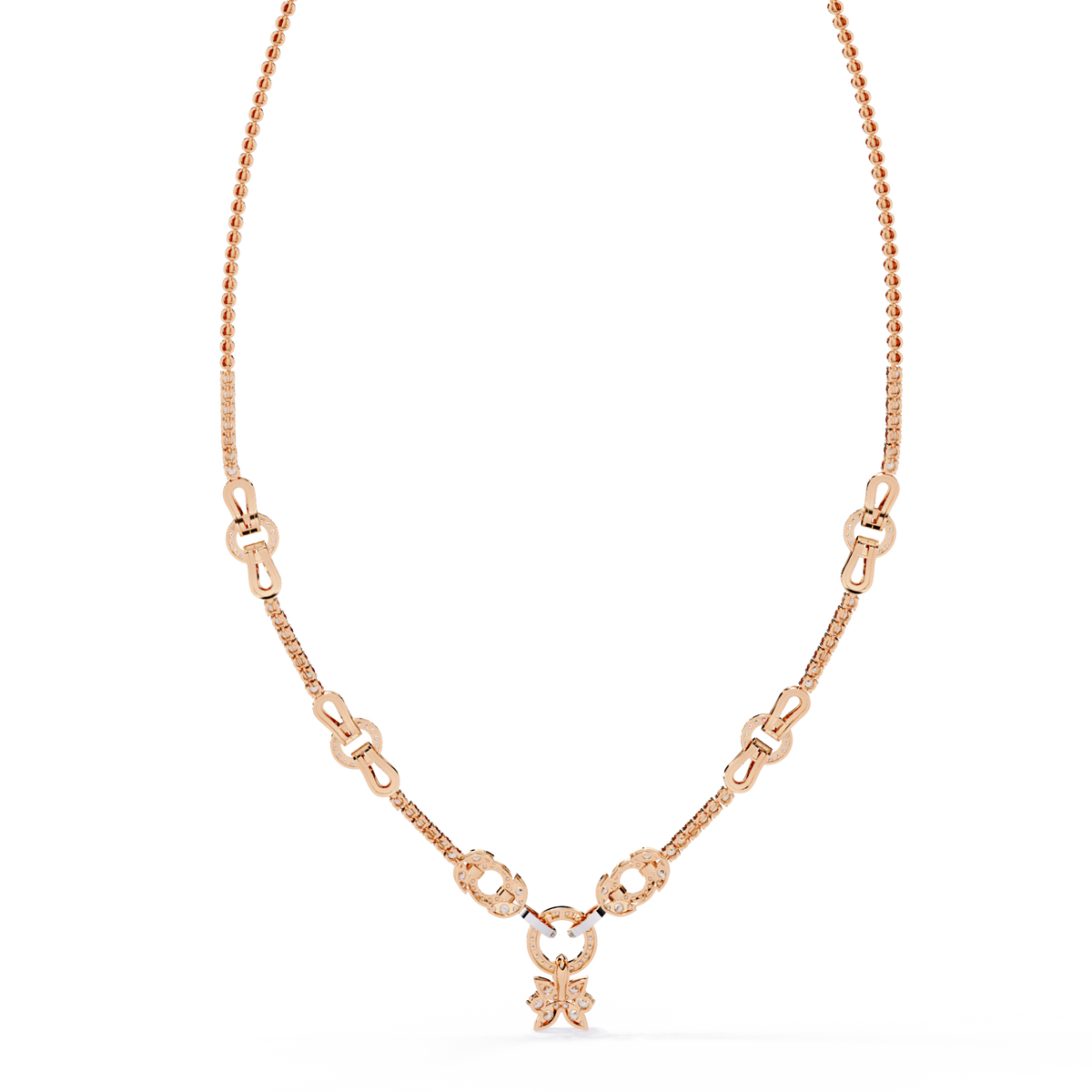 Reverra 14K Round Diamond Riviera Necklace, CTTW-5.74