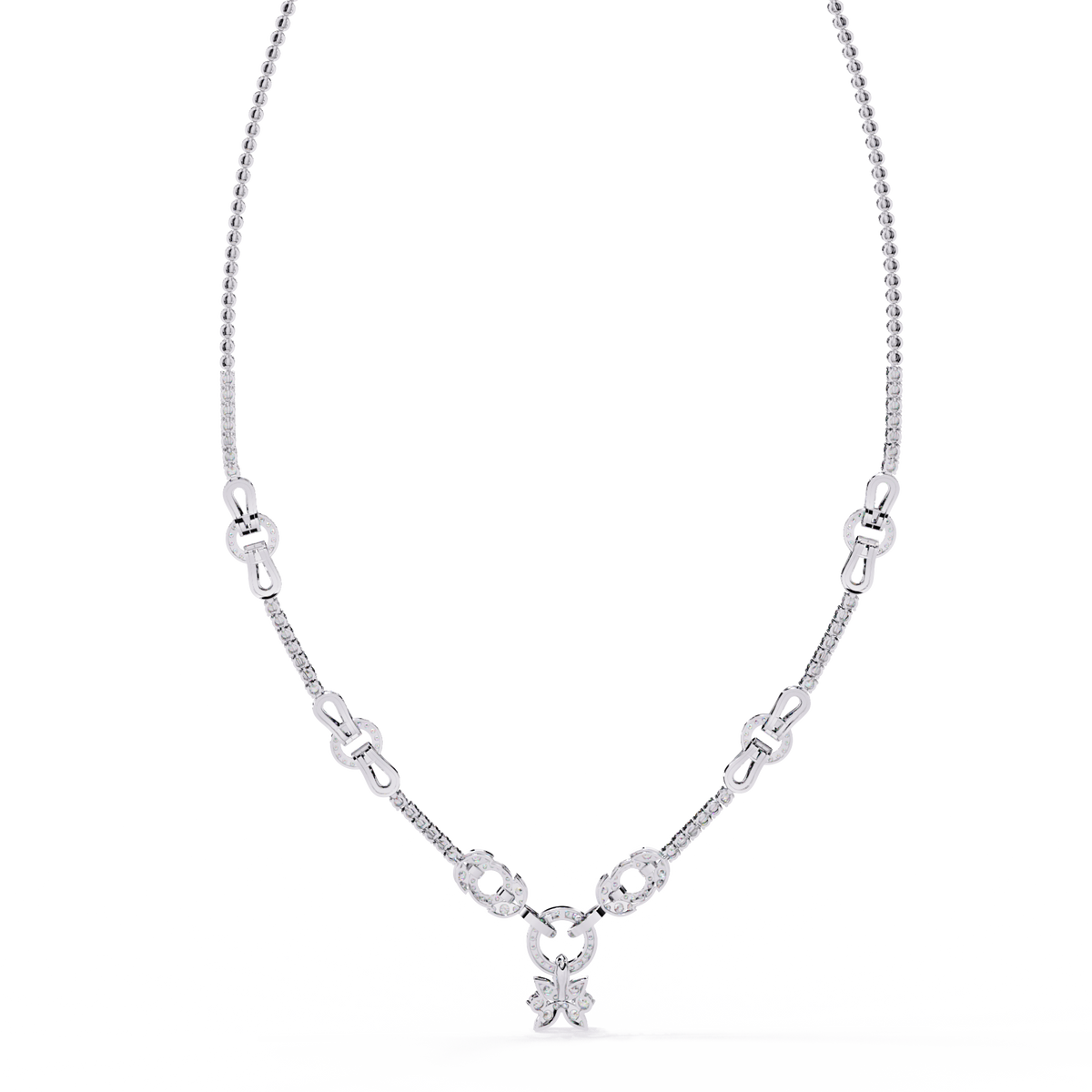 Reverra 14K Round Diamond Riviera Necklace, CTTW-5.74