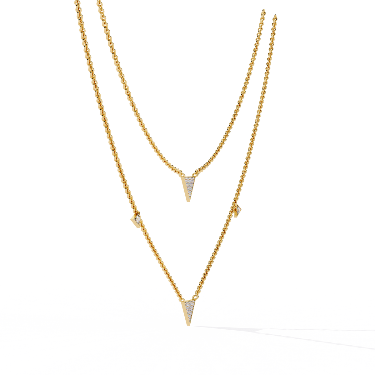 Reverra 14K Triangle Diamond Fashion Necklace, CTTW-0.3