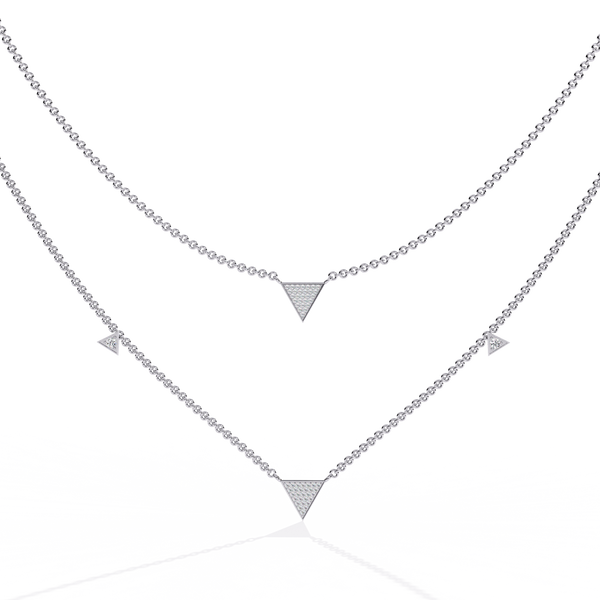 Reverra 14K Gold Round Lab Grown Diamond Triangle Fashion Necklace for Women, CTTW-0.3