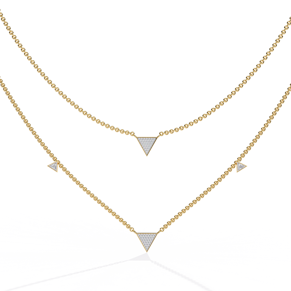 Reverra 14K Triangle Diamond Fashion Necklace, CTTW-0.3