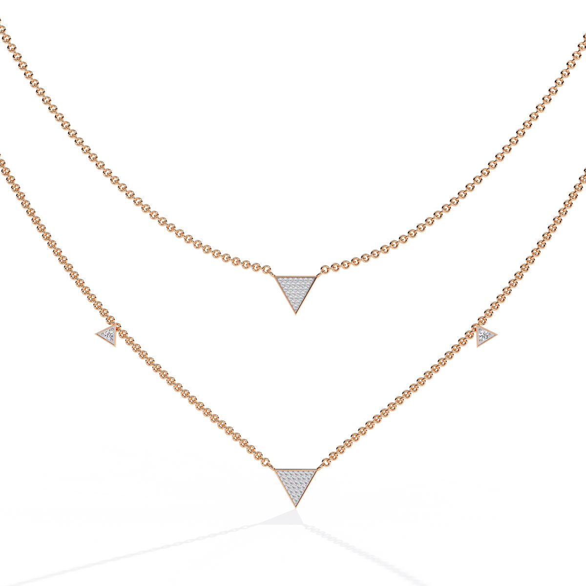 Reverra 14K Triangle Diamond Fashion Necklace, CTTW-0.3