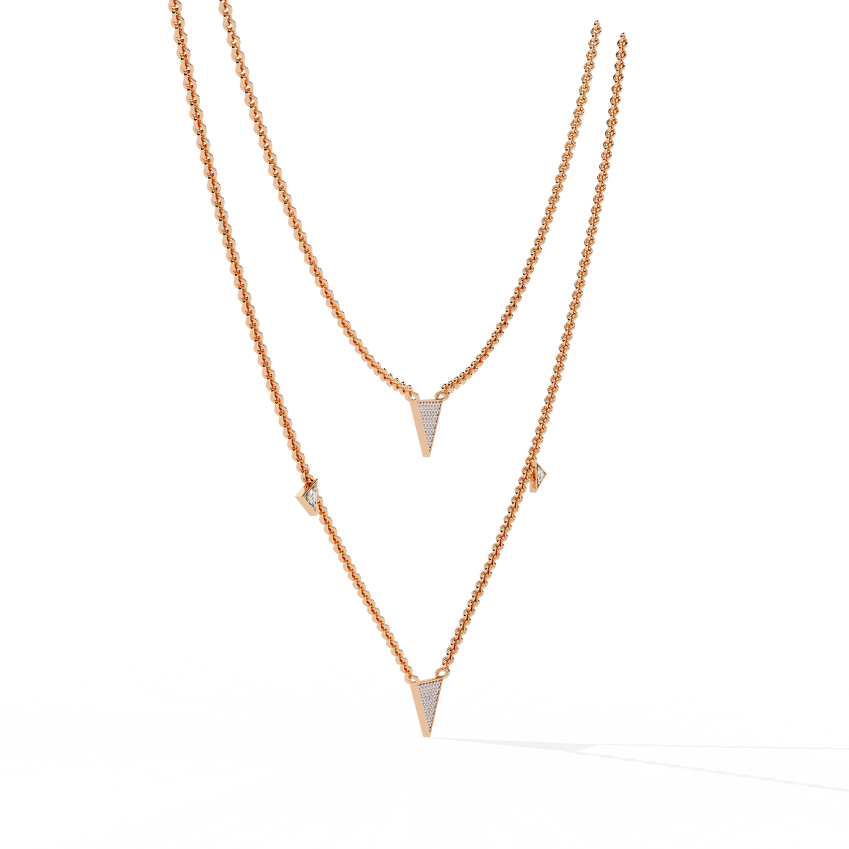 Reverra 14K Triangle Diamond Fashion Necklace, CTTW-0.3