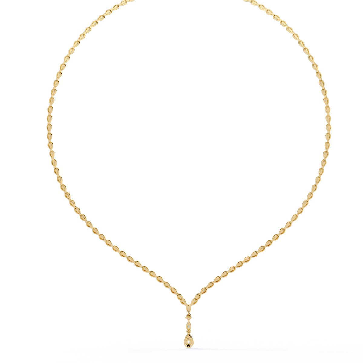 Reverra 14K Pear Diamond Riviera Necklace, CTTW-4.52