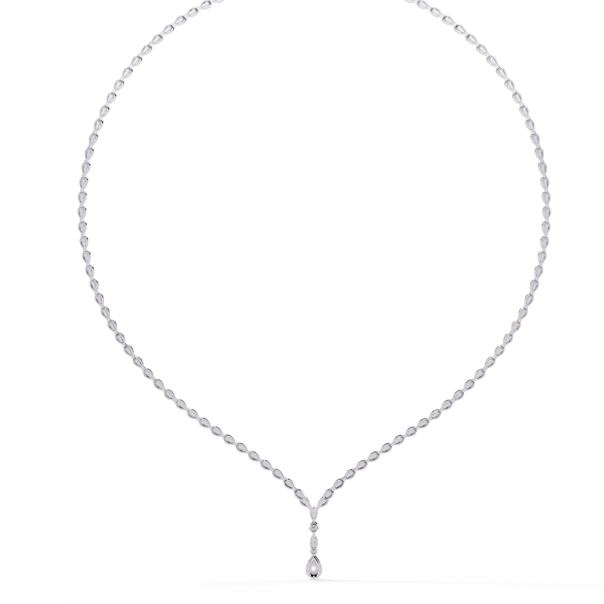 Reverra 14K Pear Diamond Riviera Necklace, CTTW-4.52