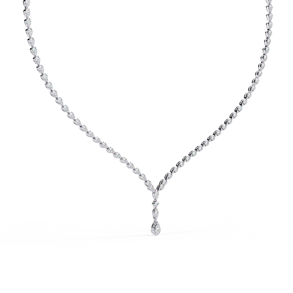 Reverra 14K Pear Diamond Riviera Necklace, CTTW-4.52