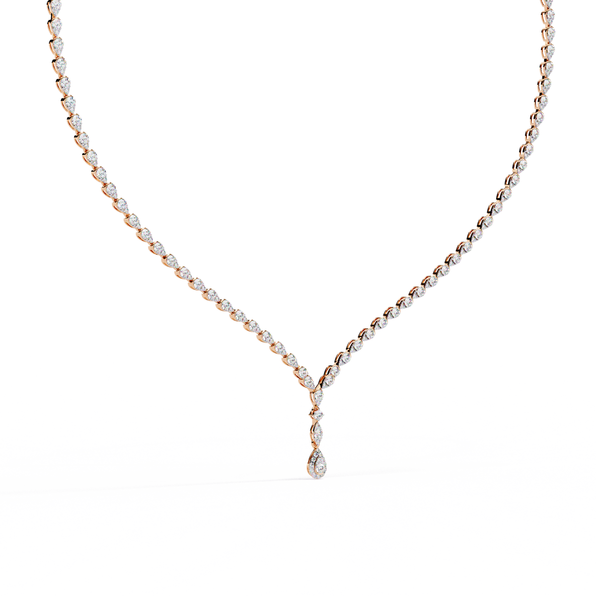 Reverra 14K Pear Diamond Riviera Necklace, CTTW-4.52
