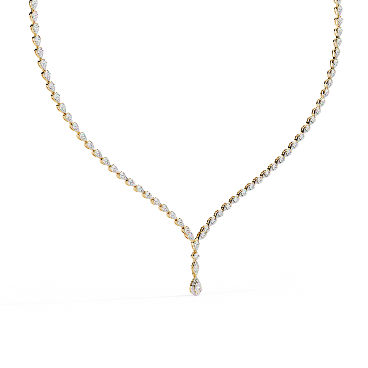 Reverra 14K Gold Pear Lab Grown Diamond Riviera Necklace for Women, CTTW-4.52