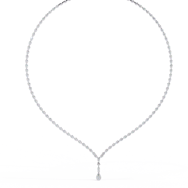 Reverra 14K Gold Pear Lab Grown Diamond Riviera Necklace for Women, CTTW-4.52