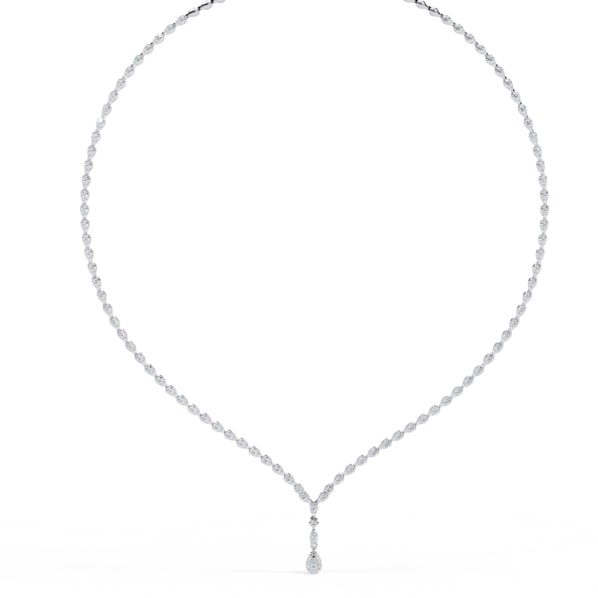 Reverra 14K Pear Diamond Riviera Necklace, CTTW-4.52