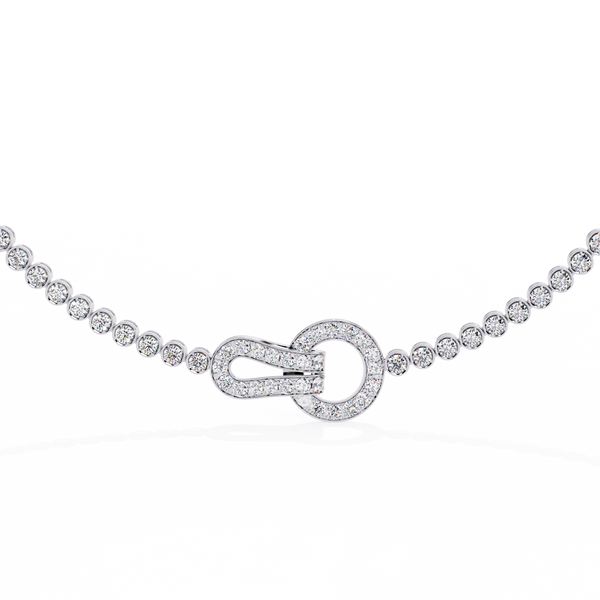 Reverra 14K Gold Round Lab Grown Diamond Riviera Necklace for Women, CTTW-6.42