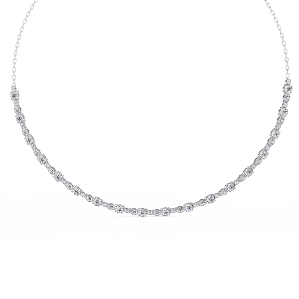 Reverra 14K Gold Round & Oval Lab Grown Diamond Graduating Necklace for Women, CTTW-3.25