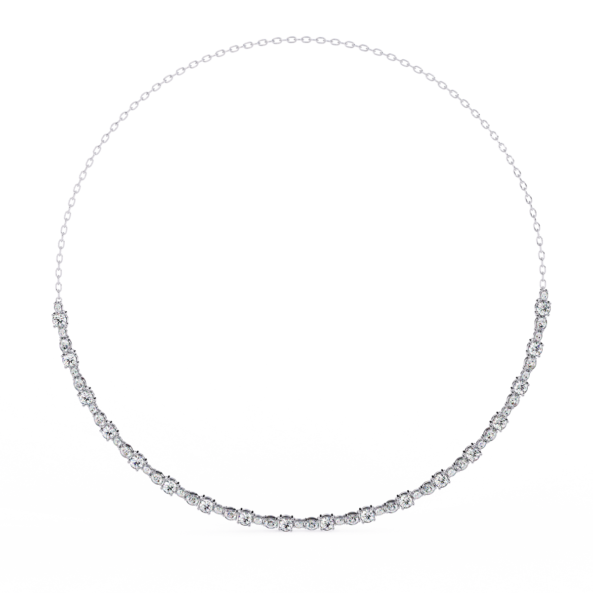 Reverra 14K Round Diamond Graduating Necklace, CTTW-3.25