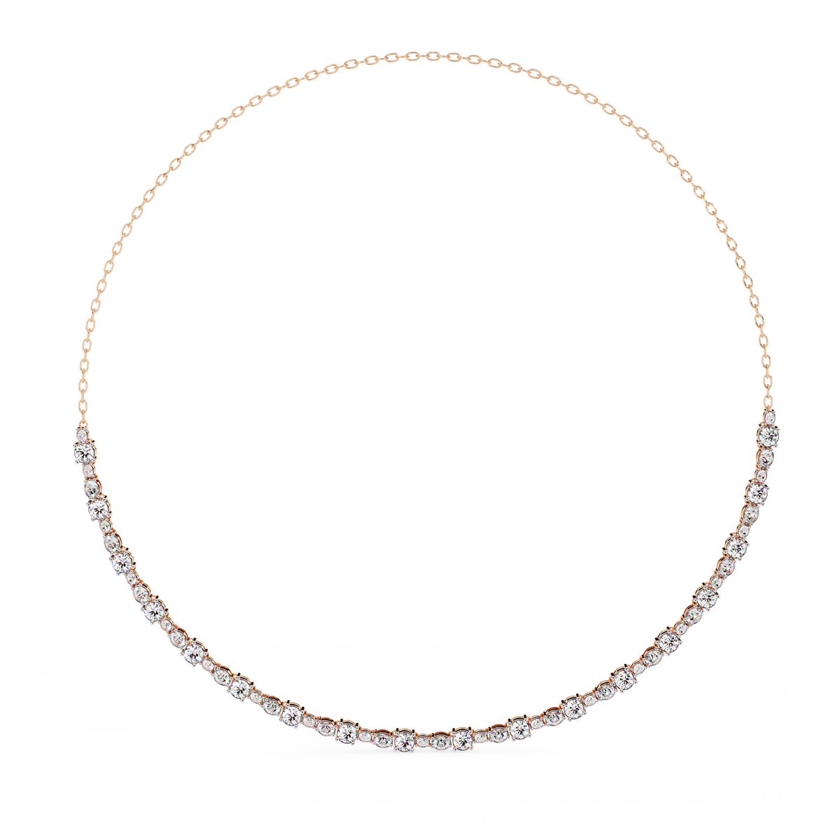 Reverra 14K Round Diamond Graduating Necklace, CTTW-3.25