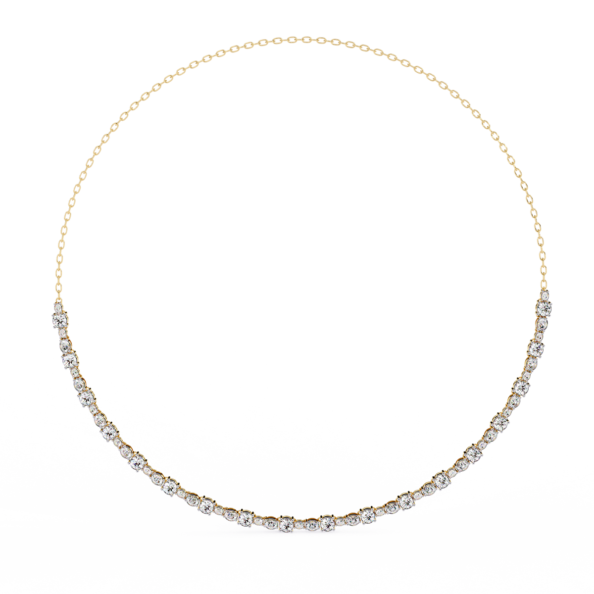 Reverra 14K Round Diamond Graduating Necklace, CTTW-3.25