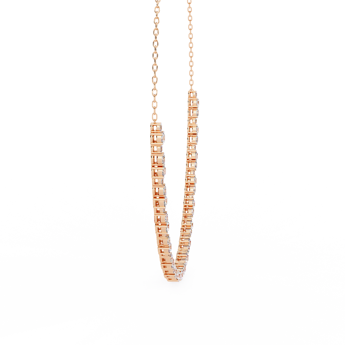 Reverra 14K Round Diamond Graduating Necklace, CTTW-3.25