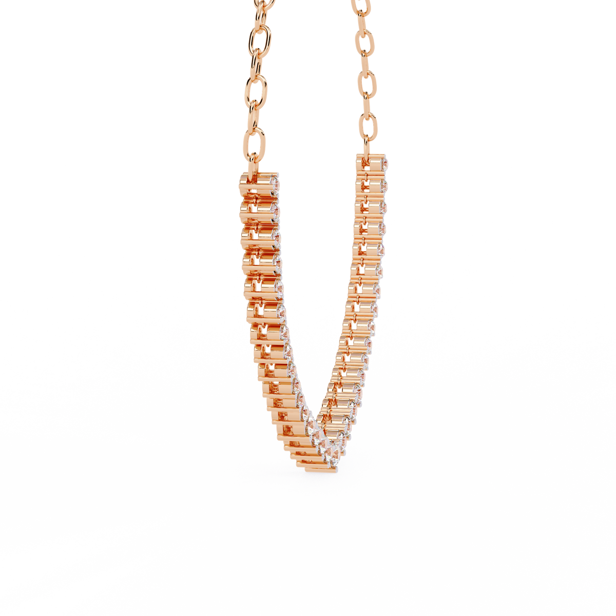 Reverra 14K Pear Diamond Graduating Necklace, CTTW-1.29