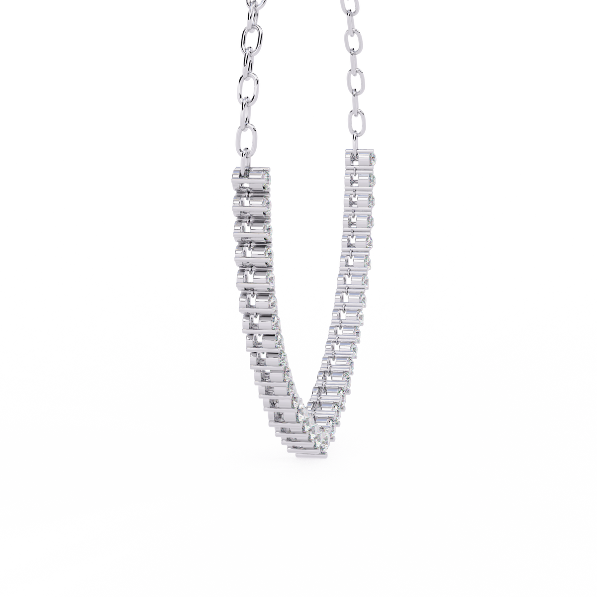 Reverra 14K Pear Diamond Graduating Necklace, CTTW-1.29