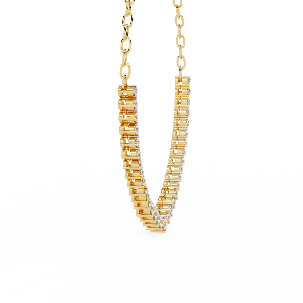 Reverra 14K Pear Diamond Graduating Necklace, CTTW-1.29