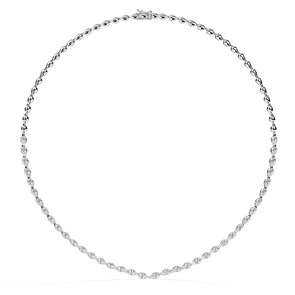 Reverra 14K Gold Round Lab Grown Diamond Tennis Necklace for Women, CTTW-4.84