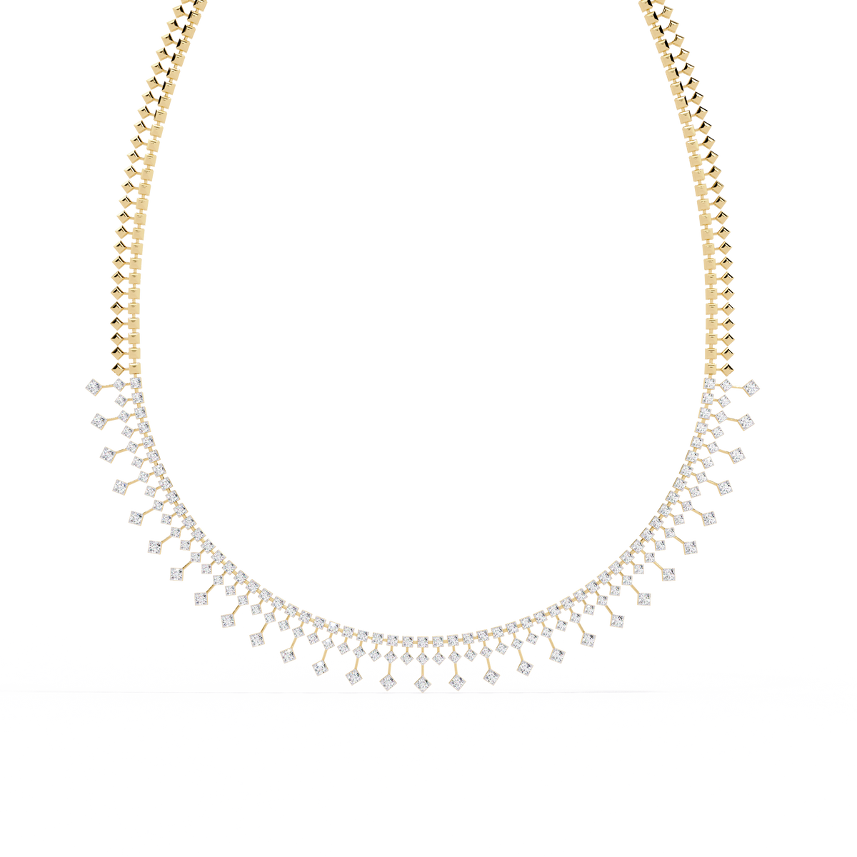 Reverra 14K Princess Diamond Riviera Necklace, CTTW-4.51