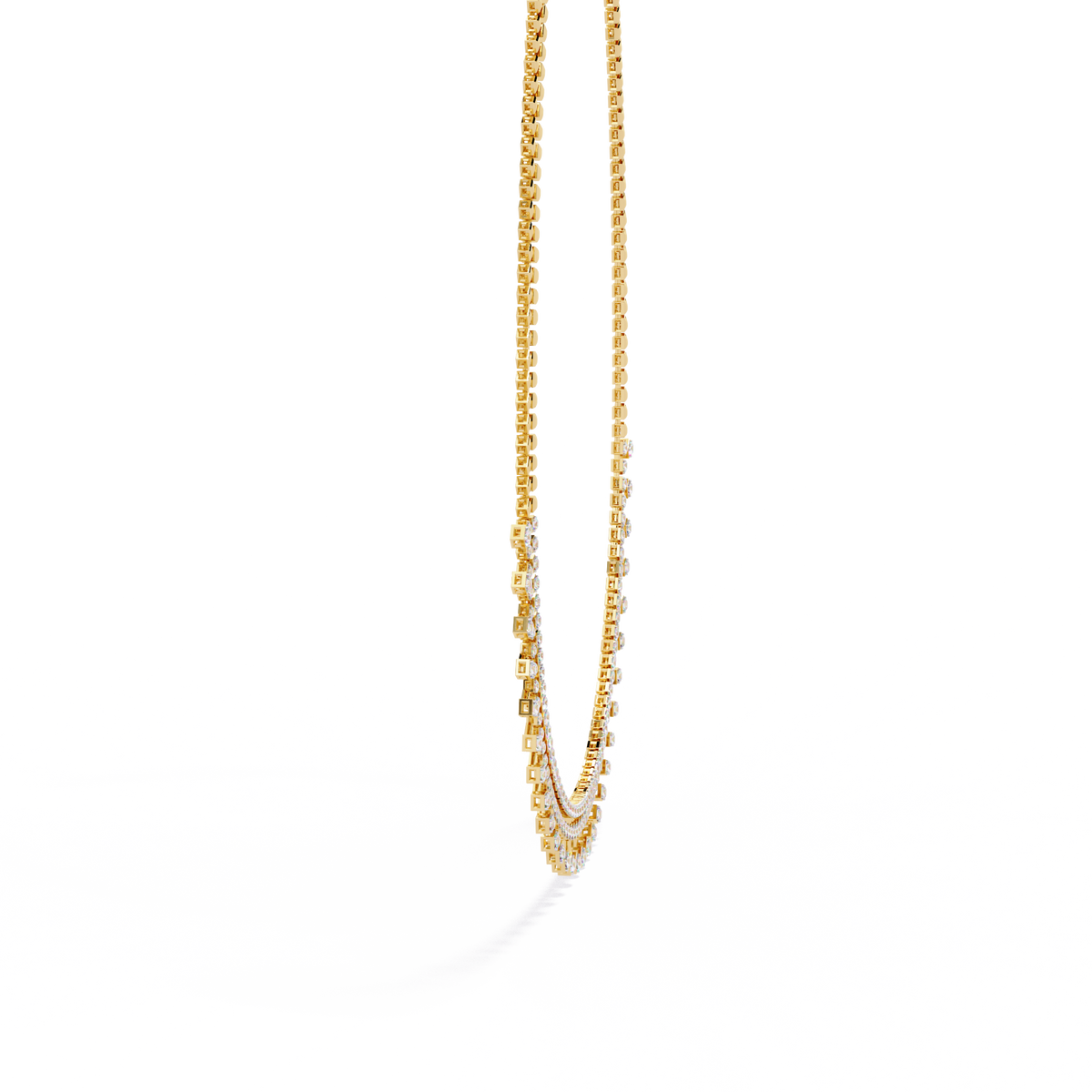 Reverra 14K Princess Diamond Riviera Necklace, CTTW-4.51