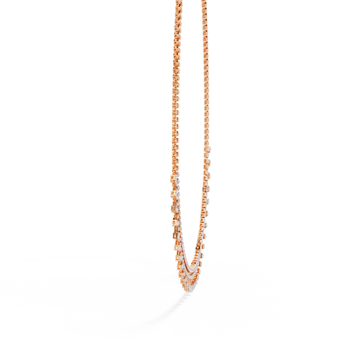 Reverra 14K Princess Diamond Riviera Necklace, CTTW-4.51