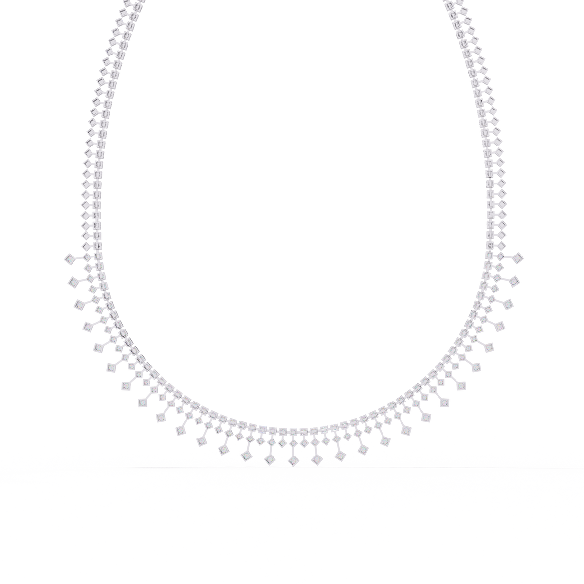 Reverra 14K Princess Diamond Riviera Necklace, CTTW-4.51