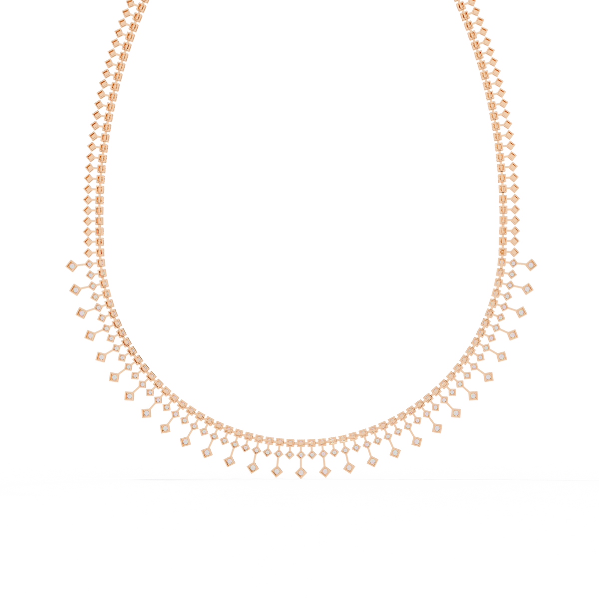 Reverra 14K Princess Diamond Riviera Necklace, CTTW-4.51