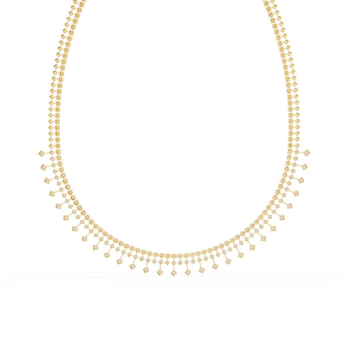 Reverra 14K Princess Diamond Riviera Necklace, CTTW-4.51